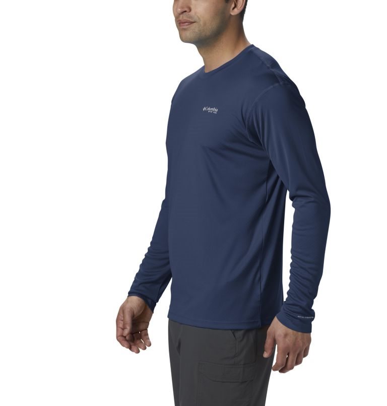 Men's Columbia PFG Zero Rules Long Sleeve Sweatshirts Navy | CA-P34AL