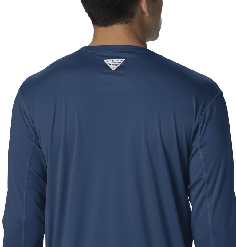 Men's Columbia PFG Zero Rules Long Sleeve Sweatshirts Navy | CA-P34AL