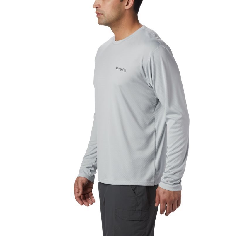 Men's Columbia PFG Zero Rules Long Sleeve Sweatshirts Light Grey | CA-ZC81L