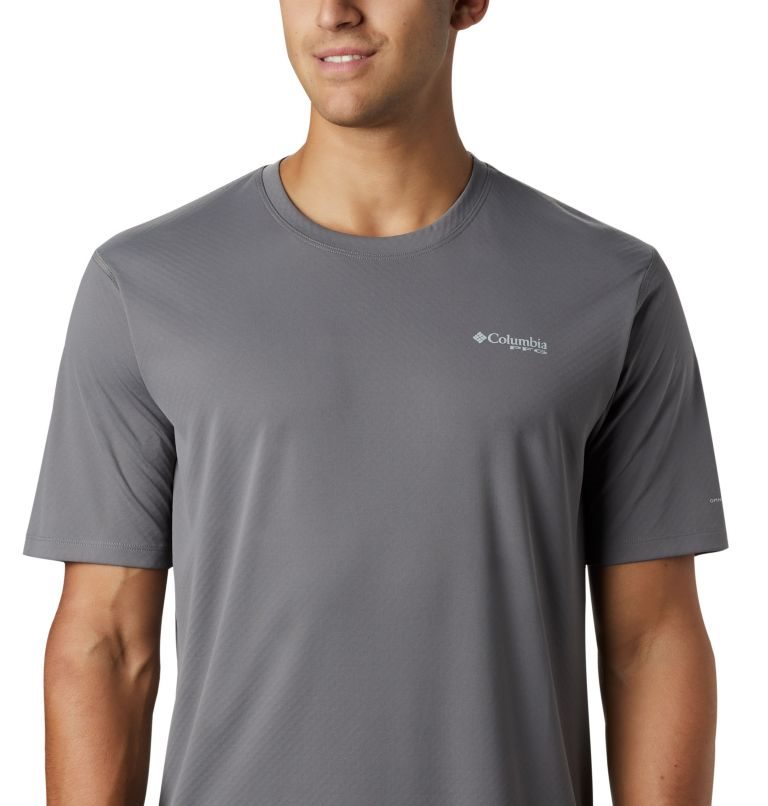 Men's Columbia PFG Zero Rules Short Sleeve T Shirts Grey | CA-V635A