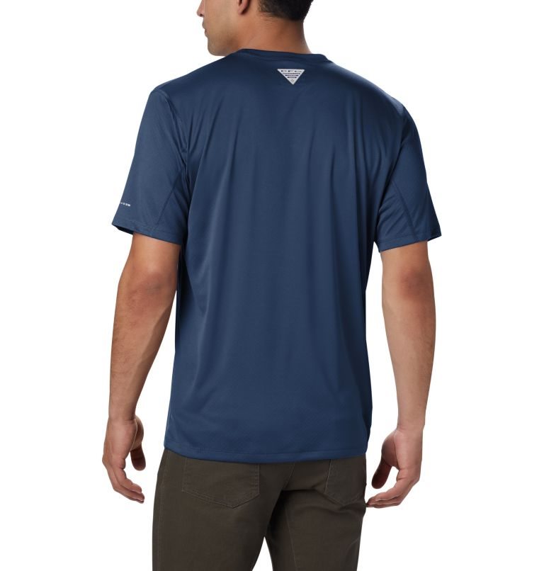 Men's Columbia PFG Zero Rules Short Sleeve T Shirts Navy | CA-Z3LC6