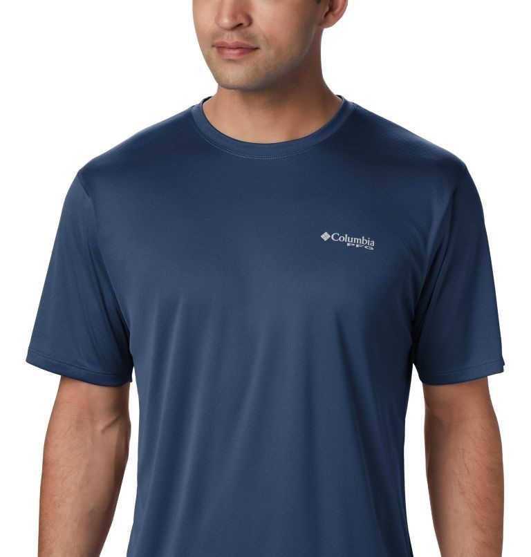 Men's Columbia PFG Zero Rules Short Sleeve T Shirts Navy | CA-Z3LC6