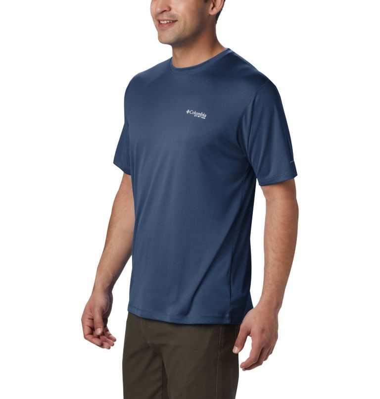 Men's Columbia PFG Zero Rules Short Sleeve T Shirts Navy | CA-Z3LC6