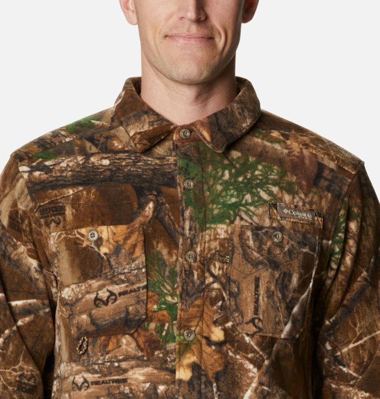 Men's Columbia PHG Bucktail Fleece Over Shirts Olive | CA-CAC63