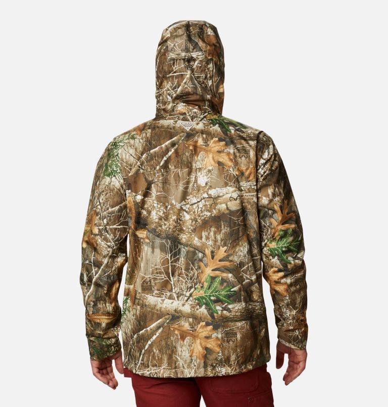 Men's Columbia PHG Camo Rain Jackets Olive | CA-U0CA8