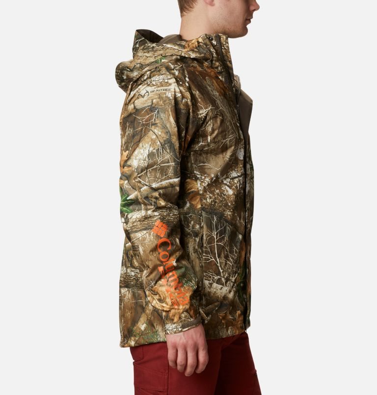 Men's Columbia PHG Camo Rain Jackets Olive | CA-U0CA8