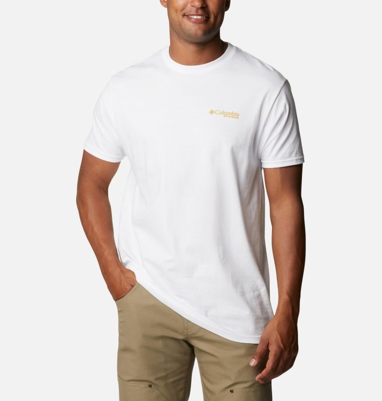 Men's Columbia PHG Facto Graphic T Shirts White | CA-T31C0