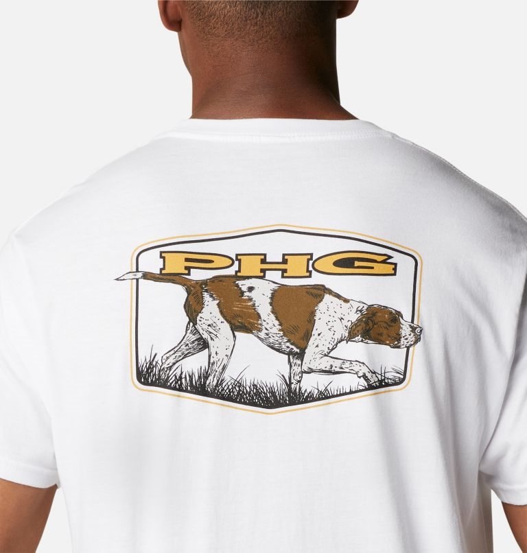 Men's Columbia PHG Facto Graphic T Shirts White | CA-T31C0