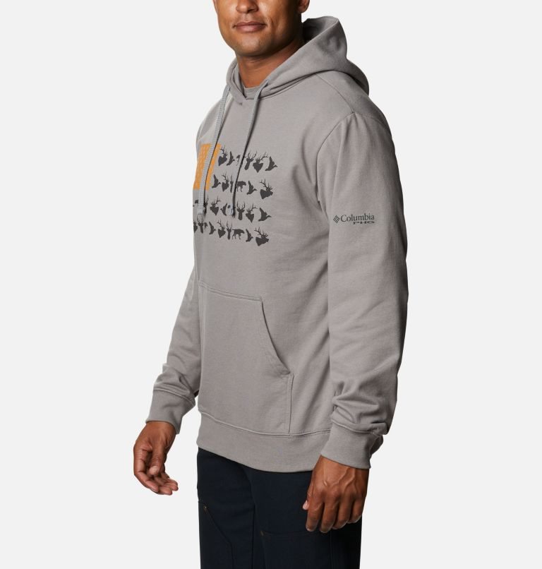 Men's Columbia PHG Game Flag Hoodie Grey | CA-G6481