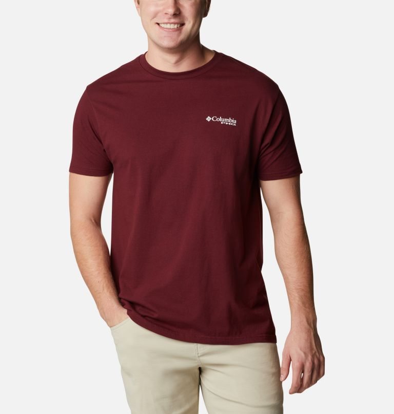 Men's Columbia PHG Haunt Graphic T Shirts Burgundy | CA-HC6A8