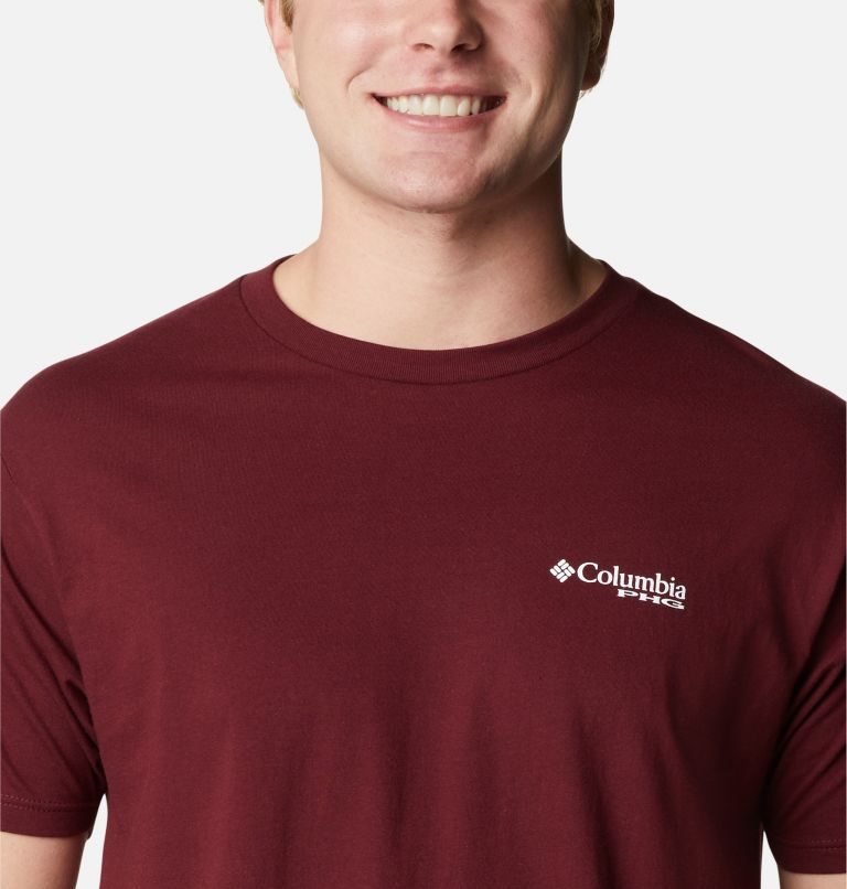 Men's Columbia PHG Haunt Graphic T Shirts Burgundy | CA-HC6A8