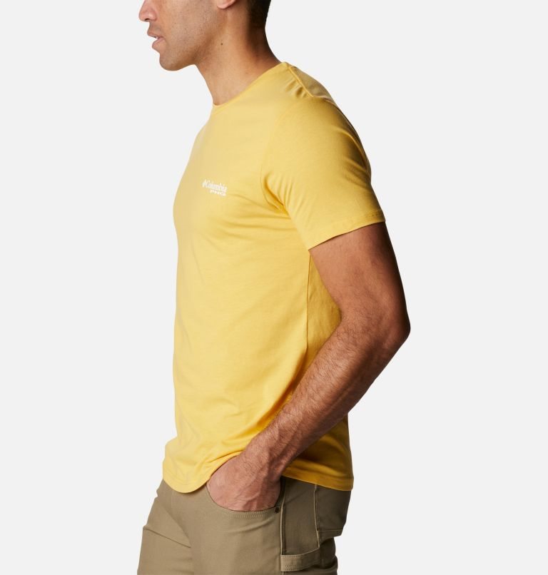 Men's Columbia PHG Reckon T Shirts Yellow | CA-V5C6L