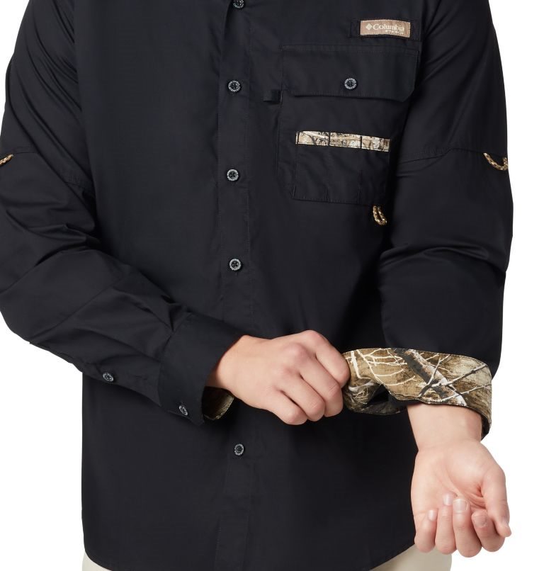 Men's Columbia PHG Sharptail Long Sleeve Shirts Black | CA-B60AL