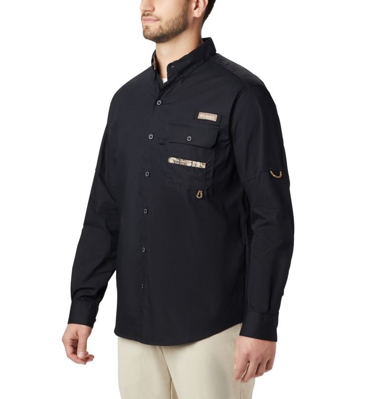 Men\'s Columbia PHG Sharptail Long Sleeve Shirts Black | CA-B60AL