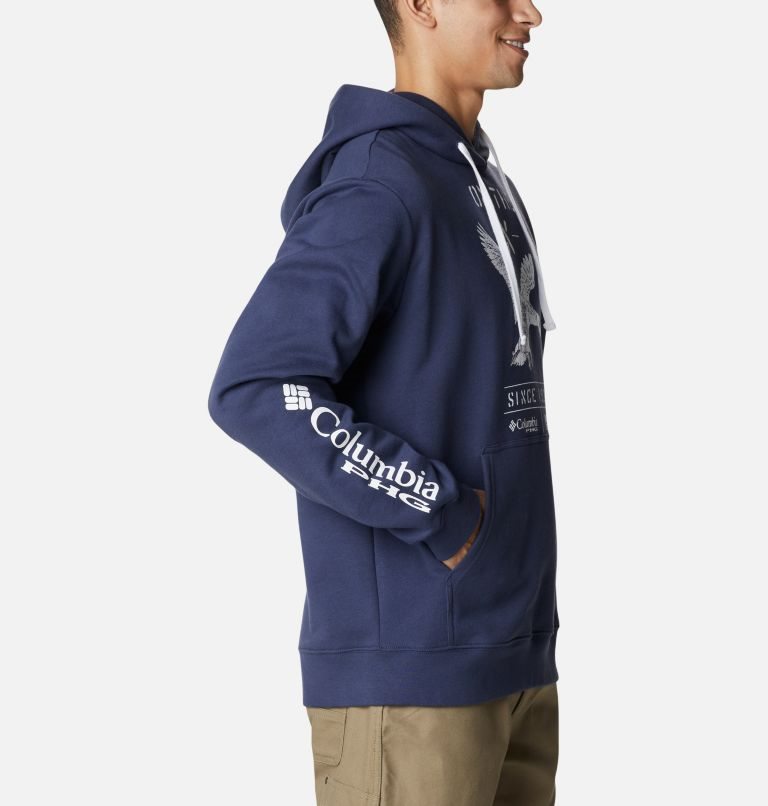 Men's Columbia PHG Utility Graphic Hoodie Navy | CA-F61A3