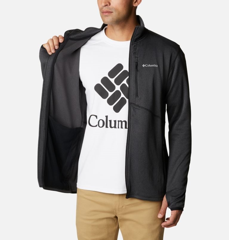 Men's Columbia Park View Full Zip Fleece Jackets Black | CA-J3A4C