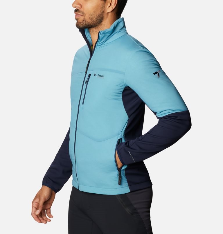 Men's Columbia Peak Pursuit Hybrid Midlayer Jackets Turquoise / Navy | CA-N854A