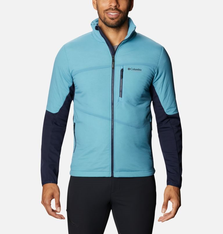 Men\'s Columbia Peak Pursuit Hybrid Midlayer Jackets Turquoise / Navy | CA-N854A