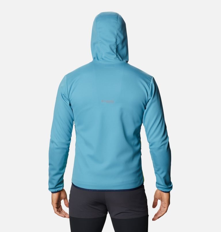 Men's Columbia Peak Pursuit Tech Hoodie Jackets Turquoise / Lemon | CA-KC601