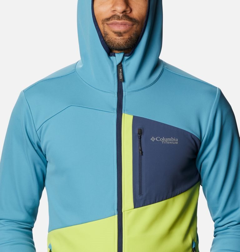 Men's Columbia Peak Pursuit Tech Hoodie Jackets Turquoise / Lemon | CA-KC601