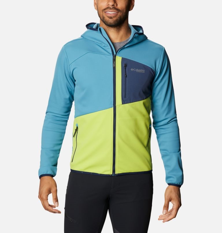 Men\'s Columbia Peak Pursuit Tech Hoodie Jackets Turquoise / Lemon | CA-KC601