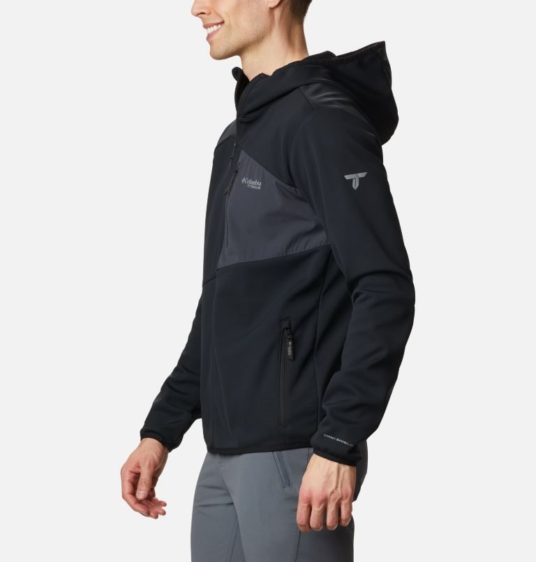 Men's Columbia Peak Pursuit Tech Hoodie Jackets Black | CA-Y860L