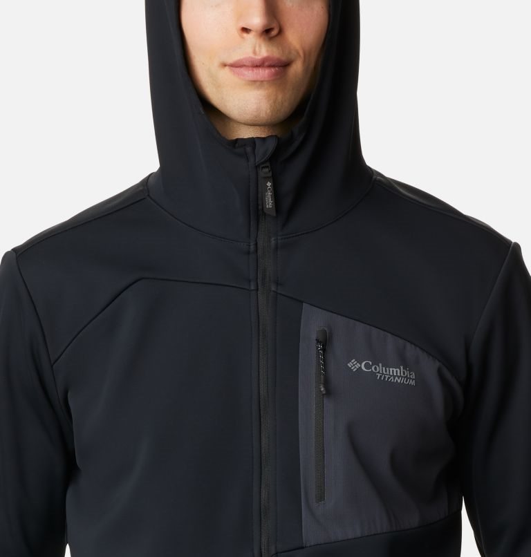 Men's Columbia Peak Pursuit Tech Hoodie Jackets Black | CA-Y860L