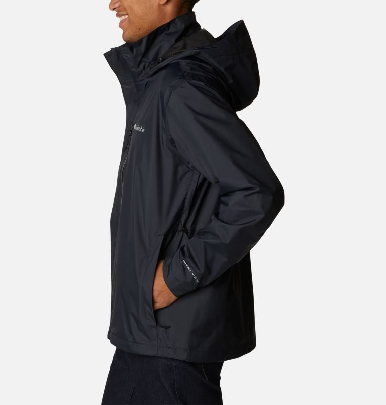 Men's Columbia Peak to Sea Rain Jackets Black | CA-M561C