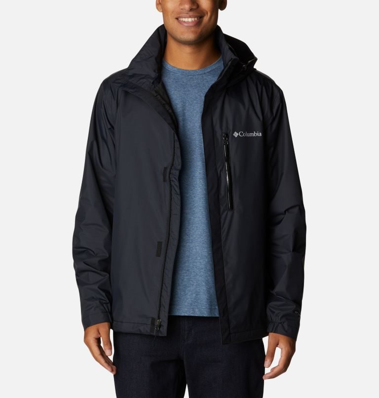 Men's Columbia Peak to Sea Rain Jackets Black | CA-M561C