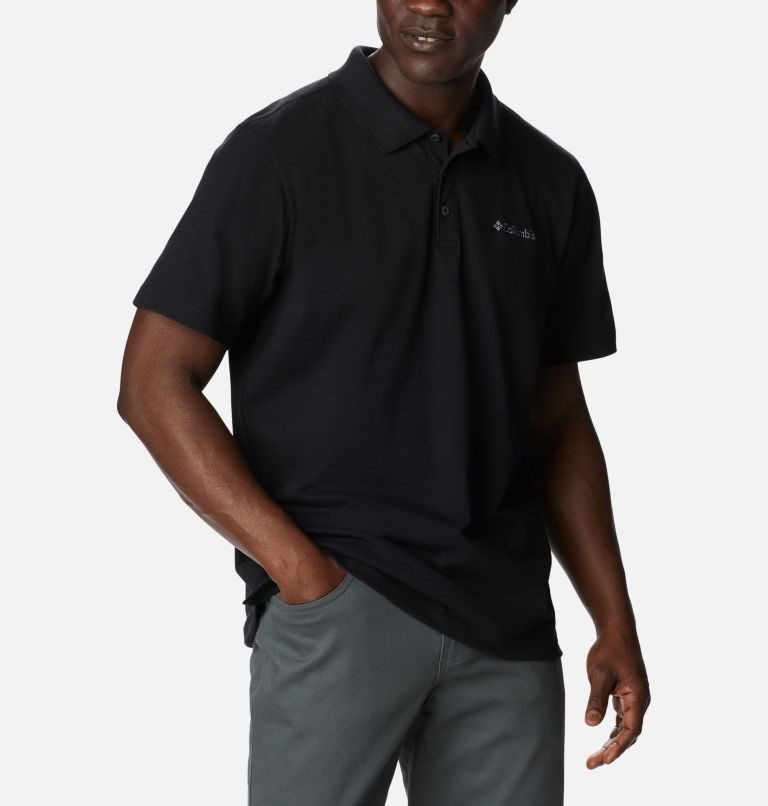 Men's Columbia Pines Terrace Polo Shirts Black | CA-H6140