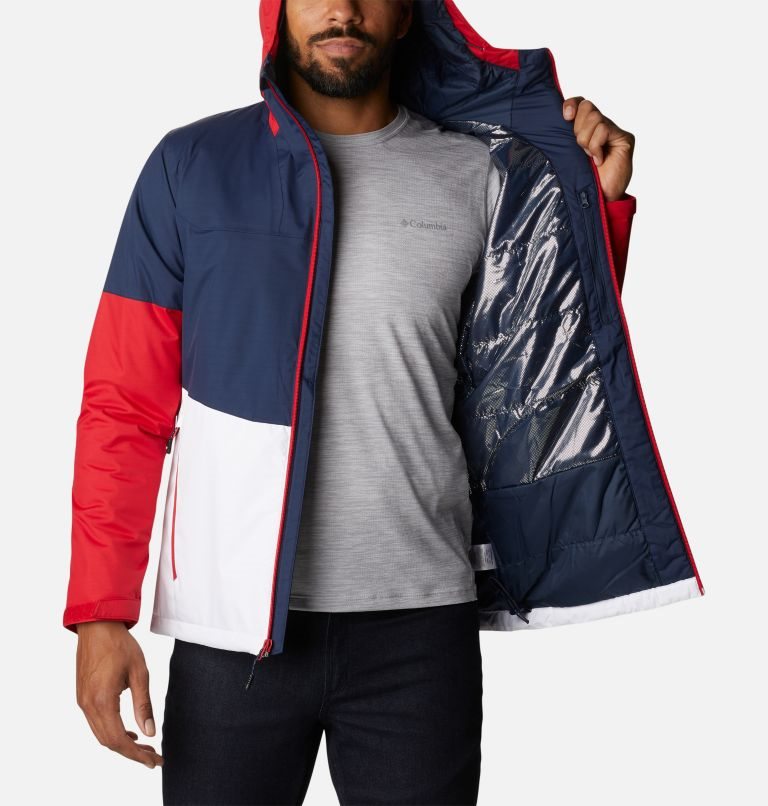 Men's Columbia Point Park Insulated Jackets Navy / White / Red | CA-N0A81