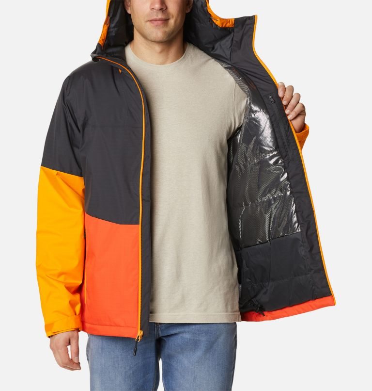 Men's Columbia Point Park Insulated Jackets Black / Orange | CA-PL4CA