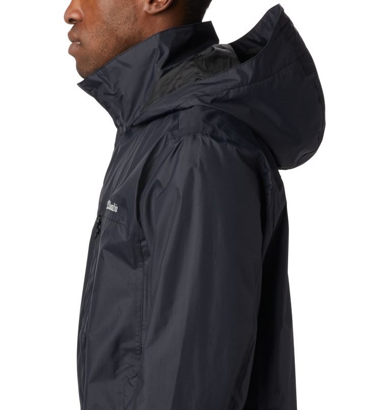 Men's Columbia Pouration Rain Jackets Black | CA-S18CA