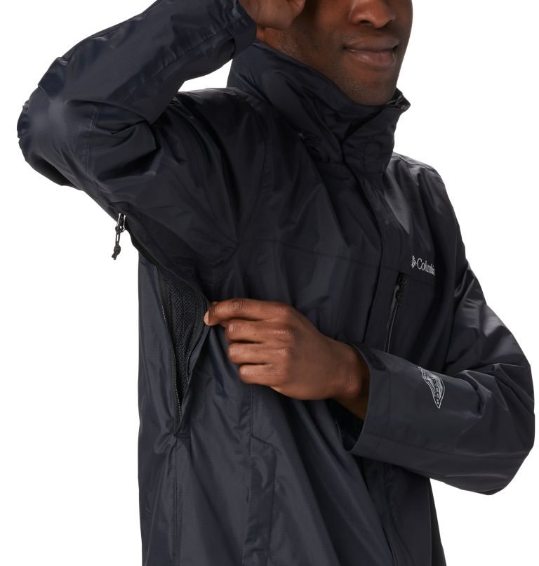 Men's Columbia Pouration Rain Jackets Black | CA-S18CA