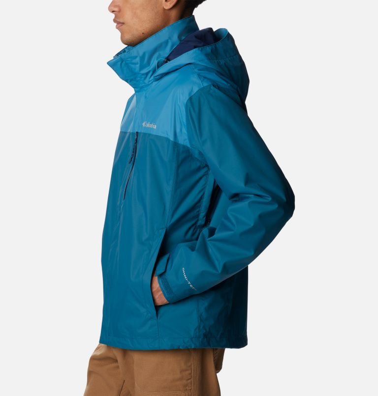 Men's Columbia Pouration Rain Jackets Turquoise | CA-S3408