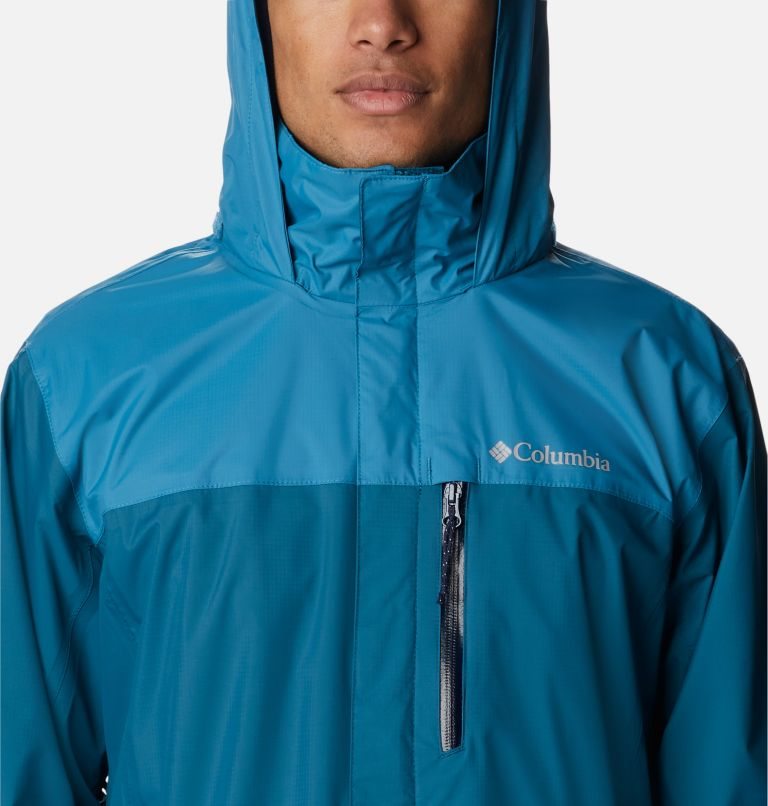 Men's Columbia Pouration Rain Jackets Turquoise | CA-S3408