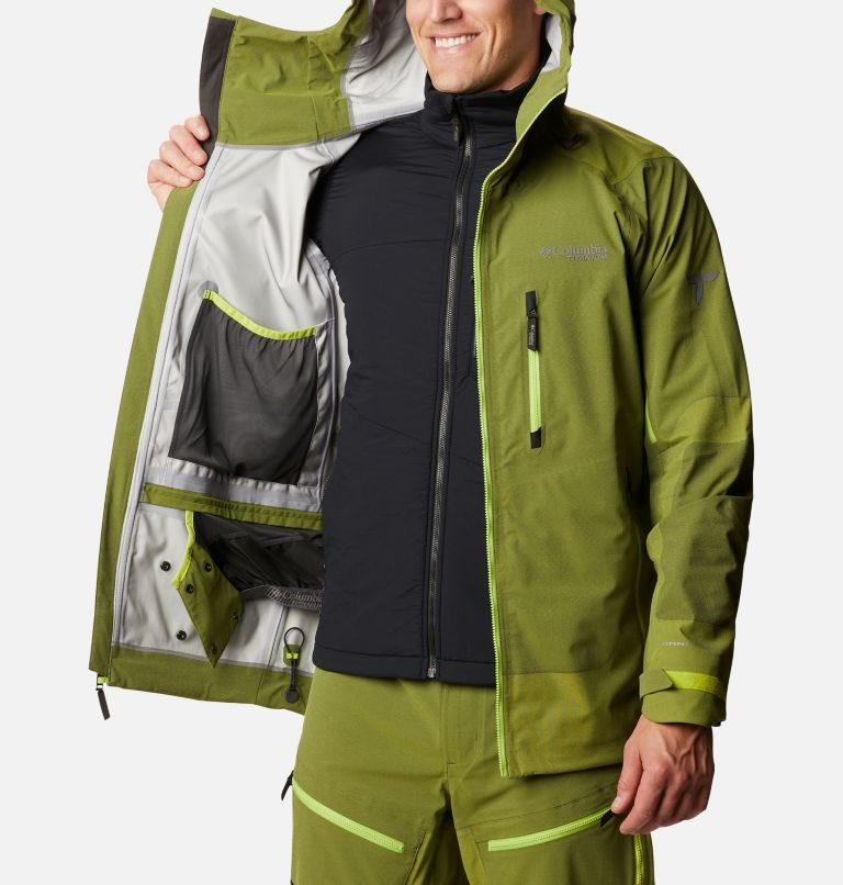 Men's Columbia Powder Chute Ski Shell Jackets Green | CA-Z463A