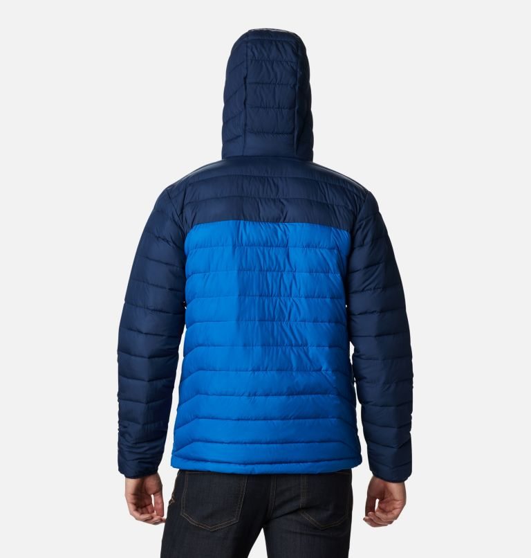 Men's Columbia Powder Lite Hooded Insulated Jackets Navy | CA-B4805