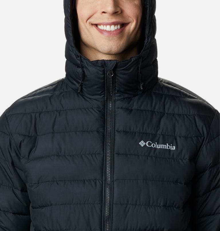 Men's Columbia Powder Lite Hooded Insulated Jackets Black | CA-HL586