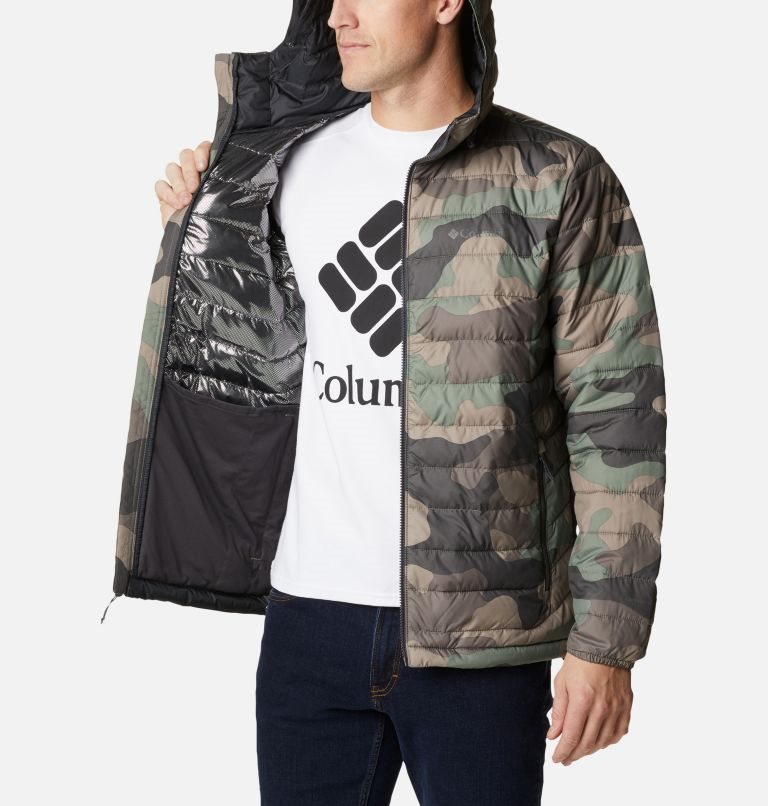 Men's Columbia Powder Lite Hooded Insulated Jackets Camo | CA-KLCA6