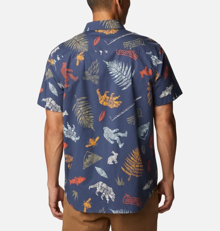 Men's Columbia Rapid Rivers Printed Short Sleeve Shirts Navy | CA-GL4A6