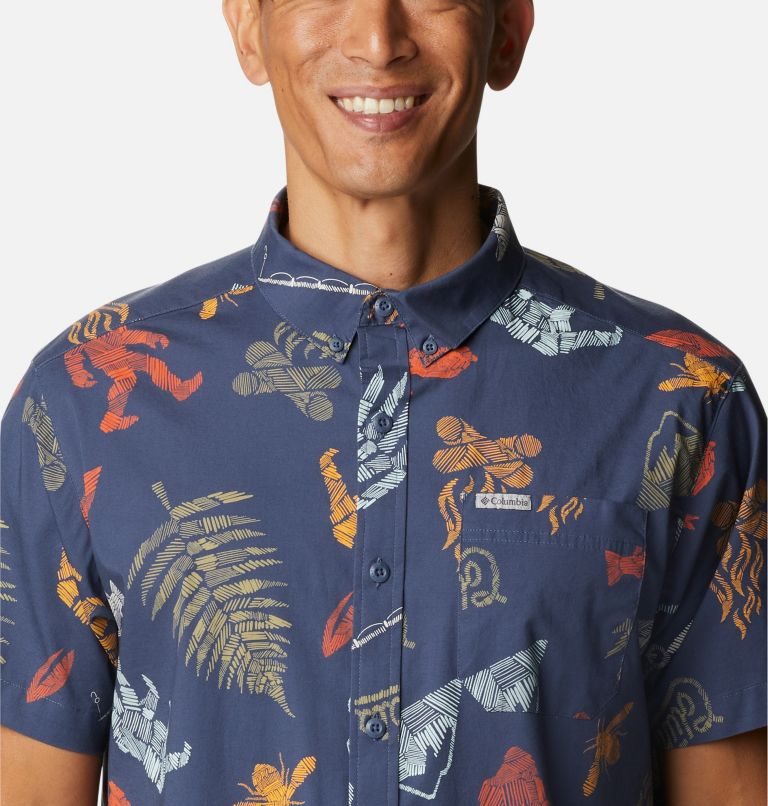 Men's Columbia Rapid Rivers Printed Short Sleeve Shirts Navy | CA-GL4A6