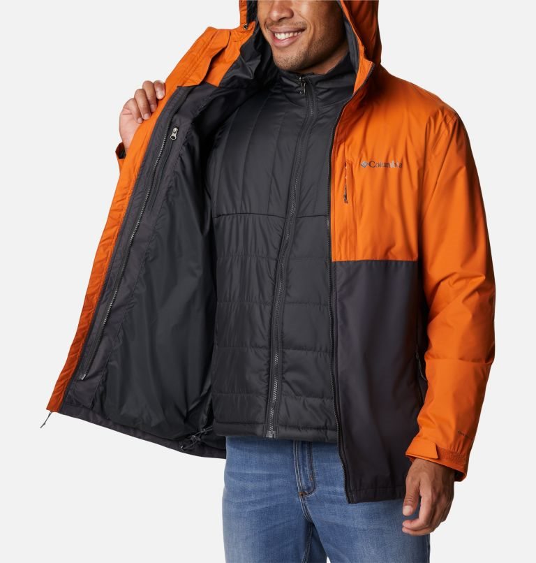 Men's Columbia Ridge Gates Interchange Jackets Orange / Black | CA-ML140