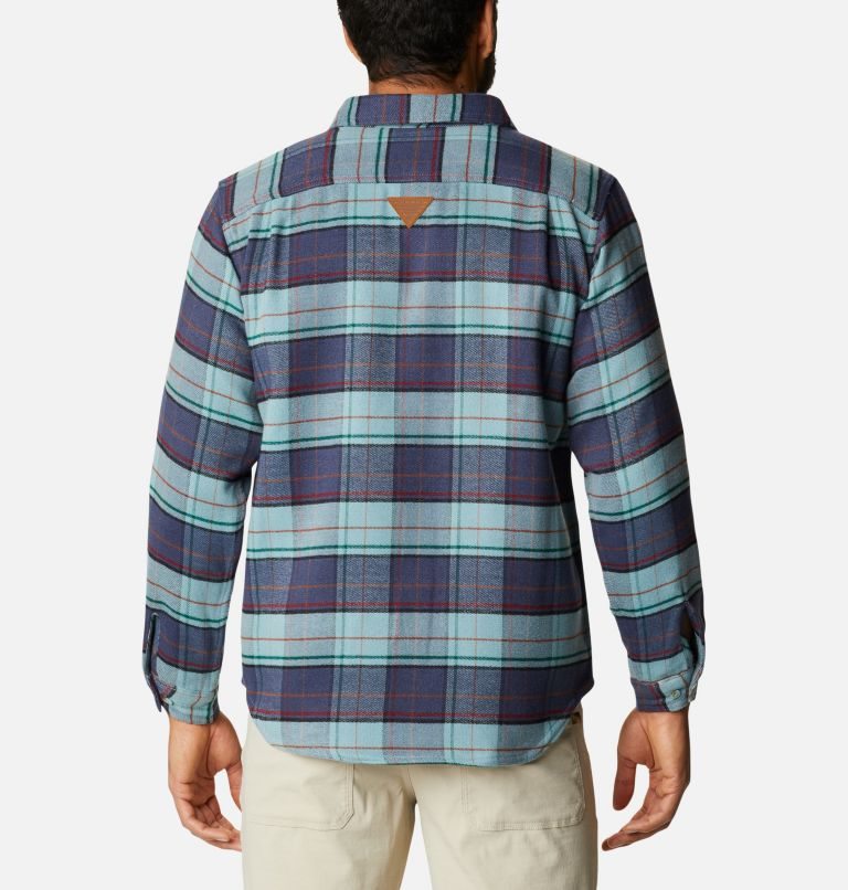 Men's Columbia Roughtail Field Heavyweight Flannel Shirts Turquoise / Navy | CA-A0A36