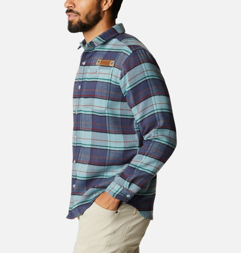 Men's Columbia Roughtail Field Heavyweight Flannel Shirts Turquoise / Navy | CA-A0A36