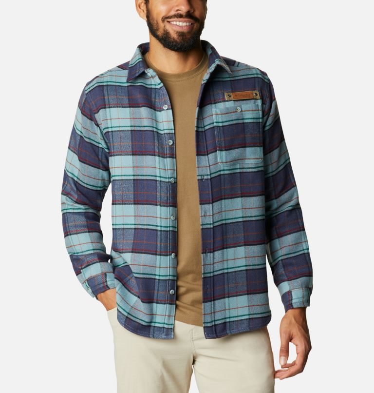 Men's Columbia Roughtail Field Heavyweight Flannel Shirts Turquoise / Navy | CA-A0A36