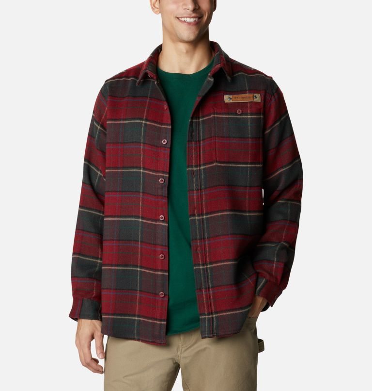 Men's Columbia Roughtail Field Heavyweight Flannel Shirts Red | CA-XACL0