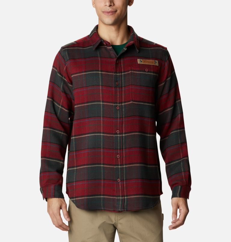 Men\'s Columbia Roughtail Field Heavyweight Flannel Shirts Red | CA-XACL0