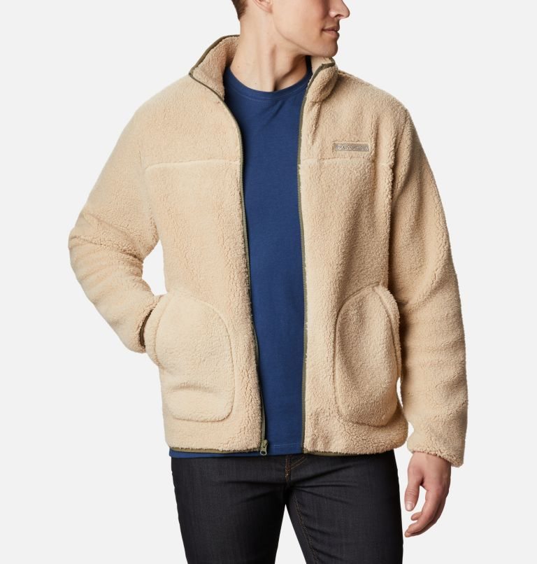 Men\'s Columbia Rugged Ridge II Sherpa Full Zip Fleece Jackets Beige | CA-V306L