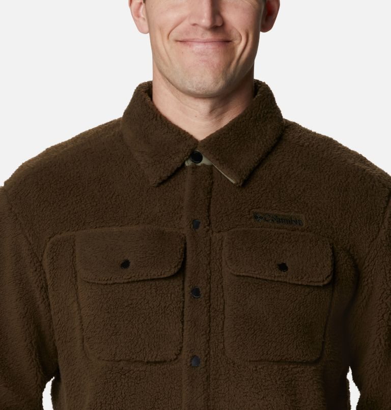 Men's Columbia Rugged Ridge Sherpa Shirts Dark Brown | CA-E50LA